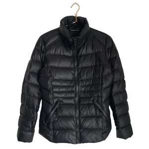 Andrew Marc Womens Down Puffer Jacket Small 650 Fill Insulated Black Winter Coat